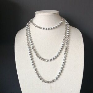Vintage Flopper Faux Glass Pearl Austrian Glass Beads Handknotted Necklace